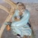 Vintage Shiwan Pottery Figurine Of Chinese Mudman Drinking Tea & Tabletop Panel