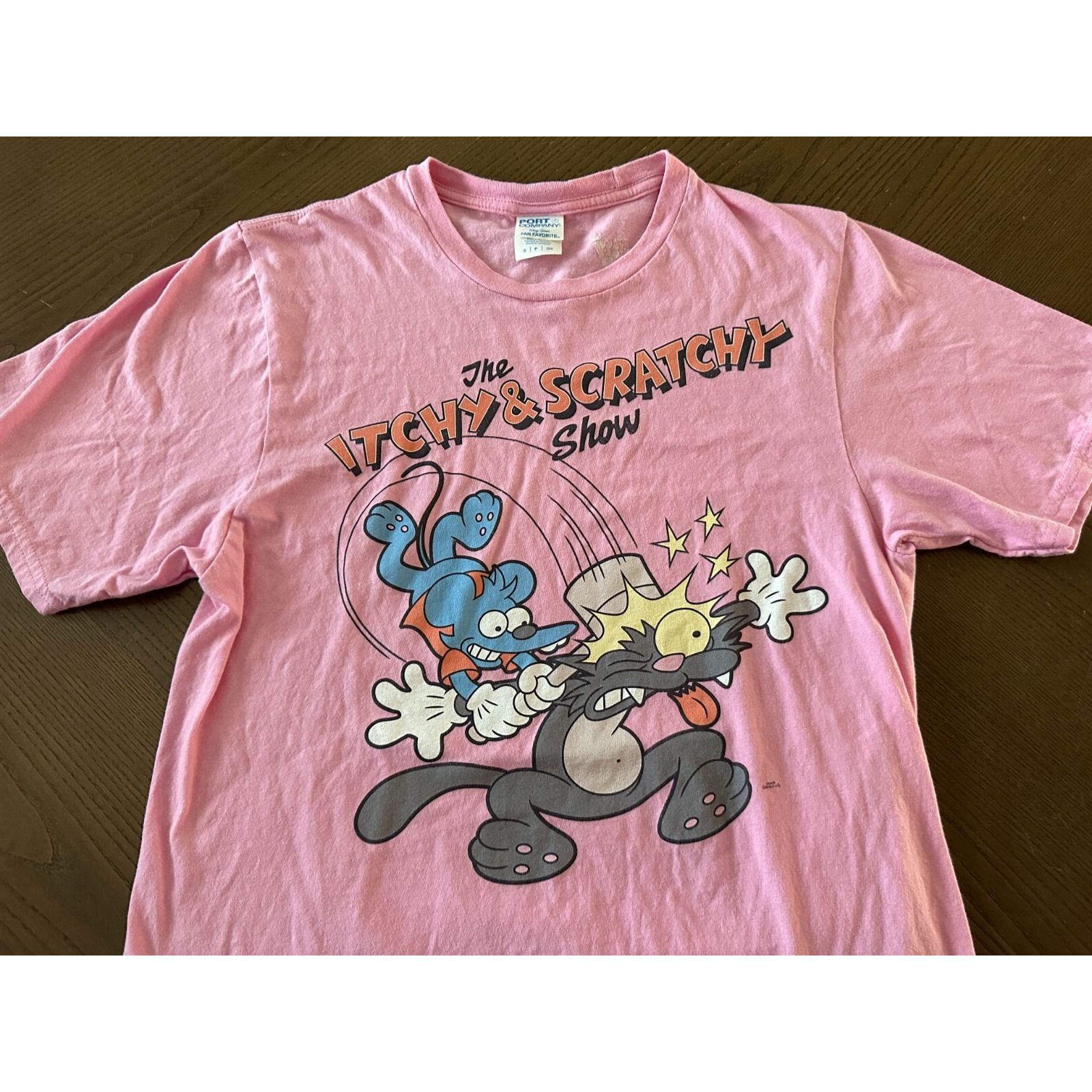 Itchy And Scratchy T Shirt The Simpsons Small Vtg Y2K Pink Fox 2000 Cartoon
