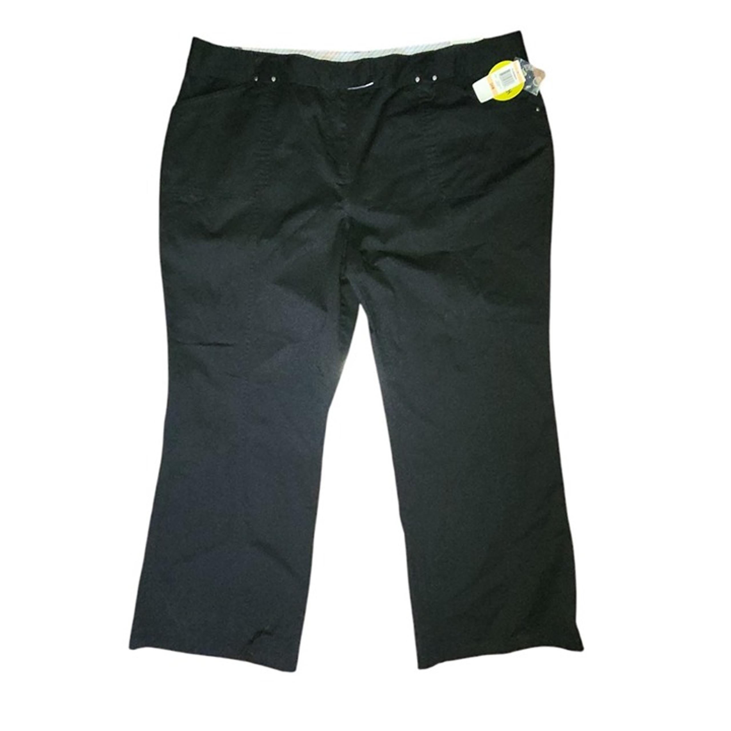 Style & Co Pants Womens Plus Size 24W Solid All Black Bloomsbury Flared Leg New