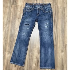 Rock Revival Jeans Manny Stretch Boot Cut Low Rise Distressed Men's 34