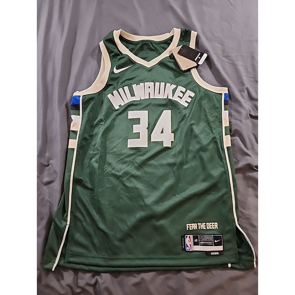 NWT Bucks Giannis Antetokounmpo Nike Green Swingman Jersey Icon Edition Size 48
