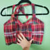 American Eagle NWOT Women's Plaid Crop Smocked Halter Top Size Large