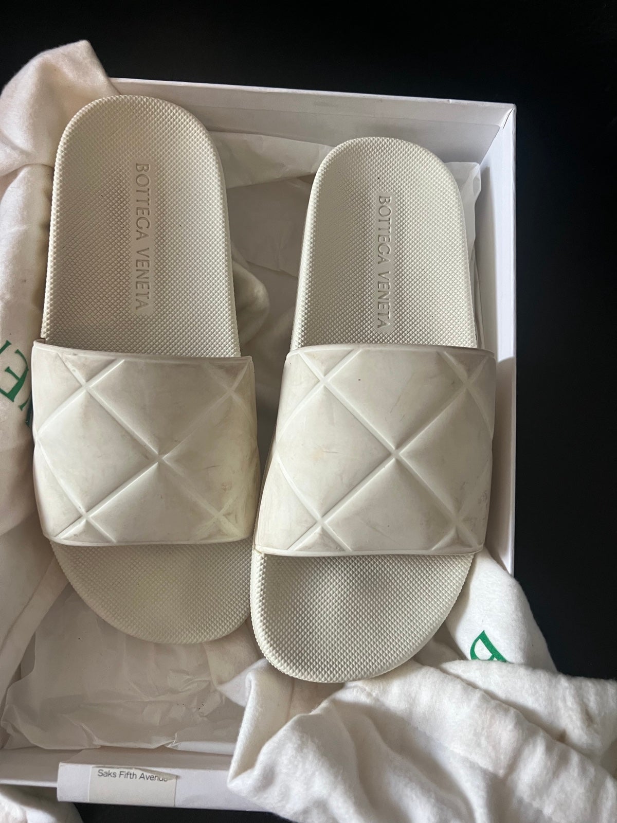 White bottega slides