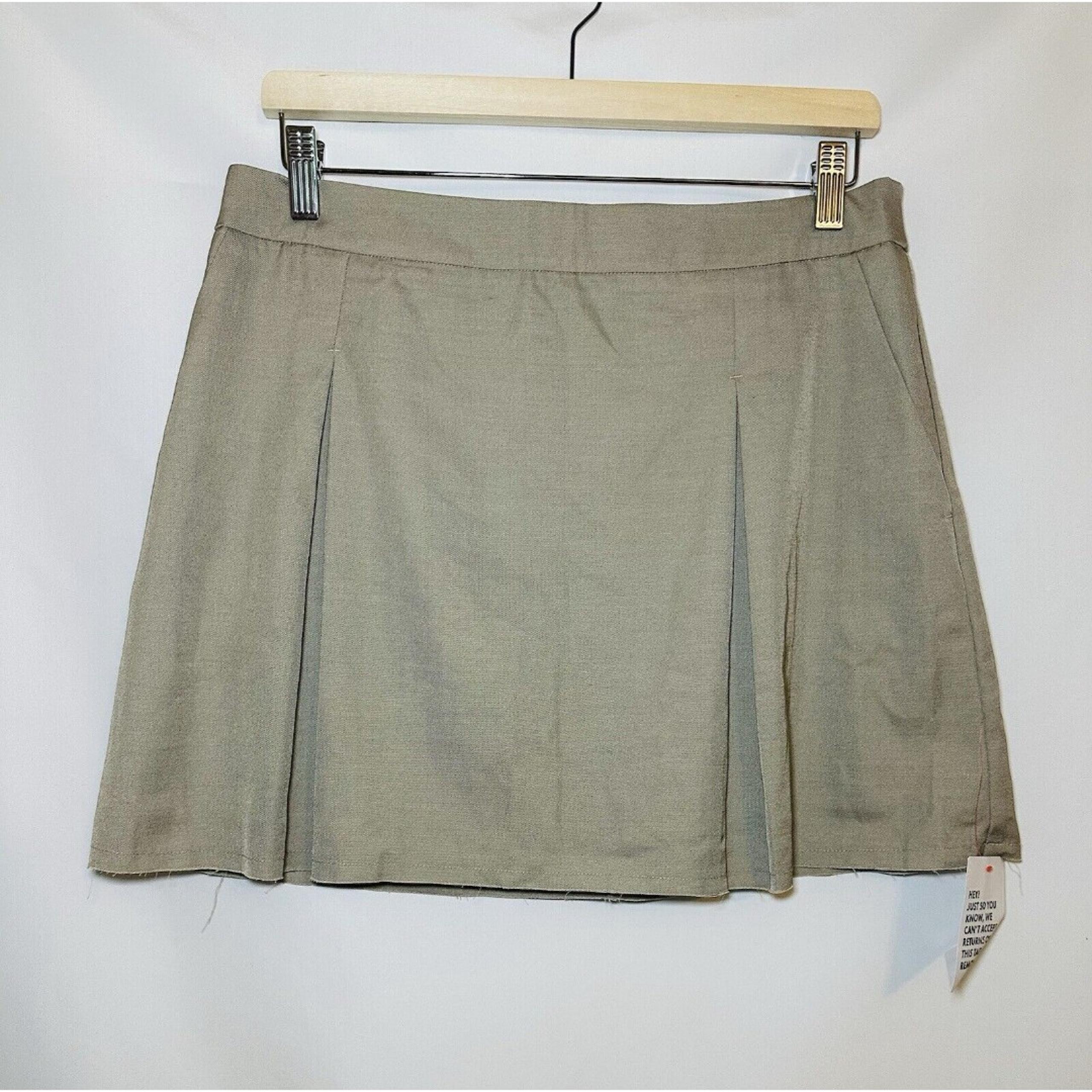 TOPSHOP Preppy Khaki Thin Soft Pleated Pockets Mini Skirt Women's SIZE 10 NWT