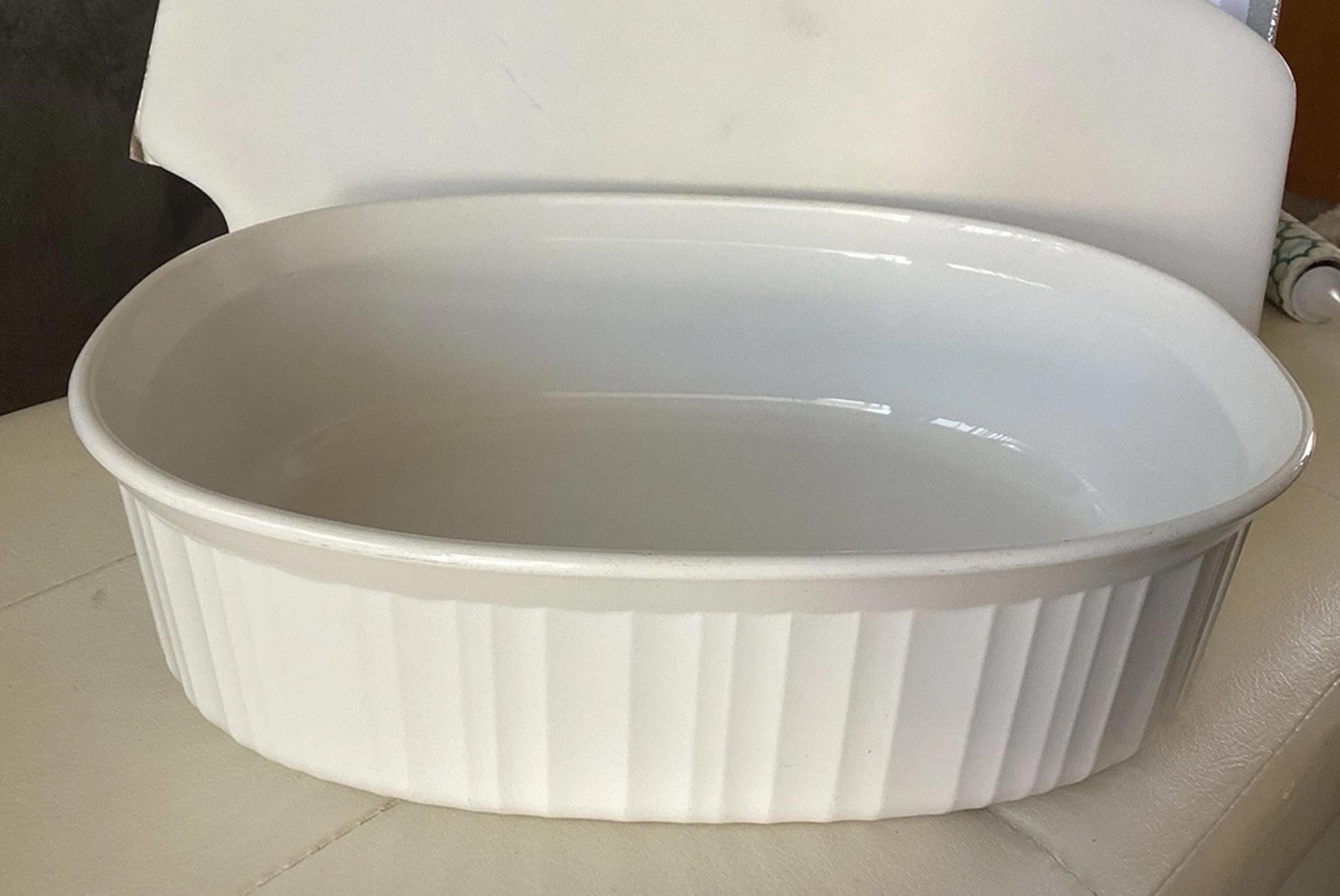 Corning Ware French White F-2-B Oval Casserole Dish No Lid 3 Qt. 2.8 Liter