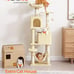 61 Inch Pet Tree Tower with Scratching Post, Play Center, Beige - NEW!
