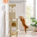 61 Inch Pet Tree Tower with Scratching Post, Play Center, Beige - NEW!
