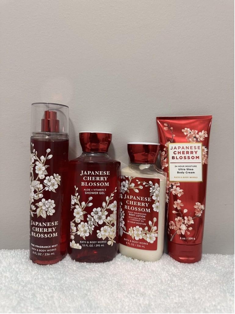 Bath and Body Works Japanese Cherry Blossom 4pc Set , Mist,lotion,gel Cream