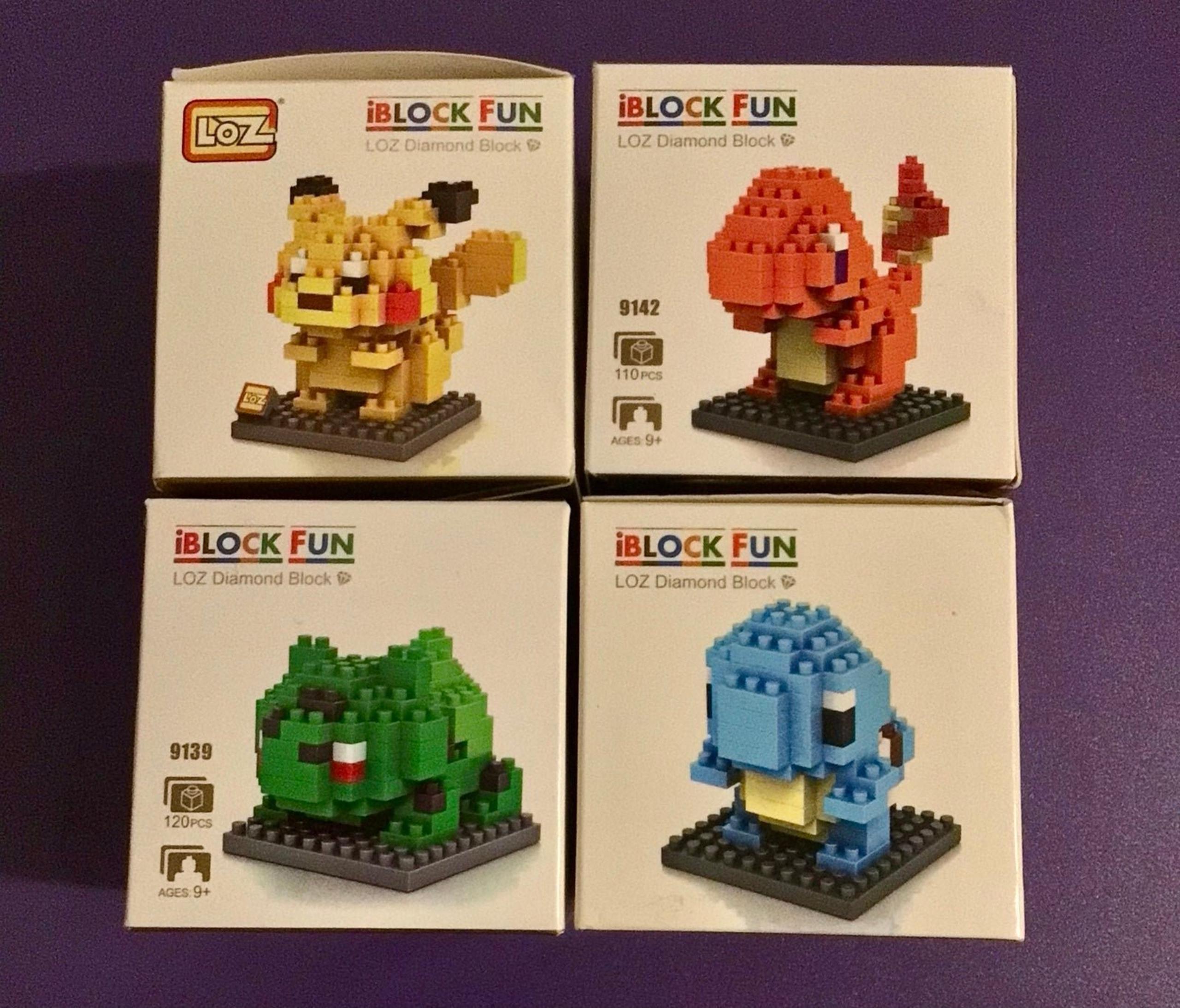LOZ Diamond iBlock Fun Pokémon Pikachu Charmander Squirtle Bulbasaur 110-120 Pcs
