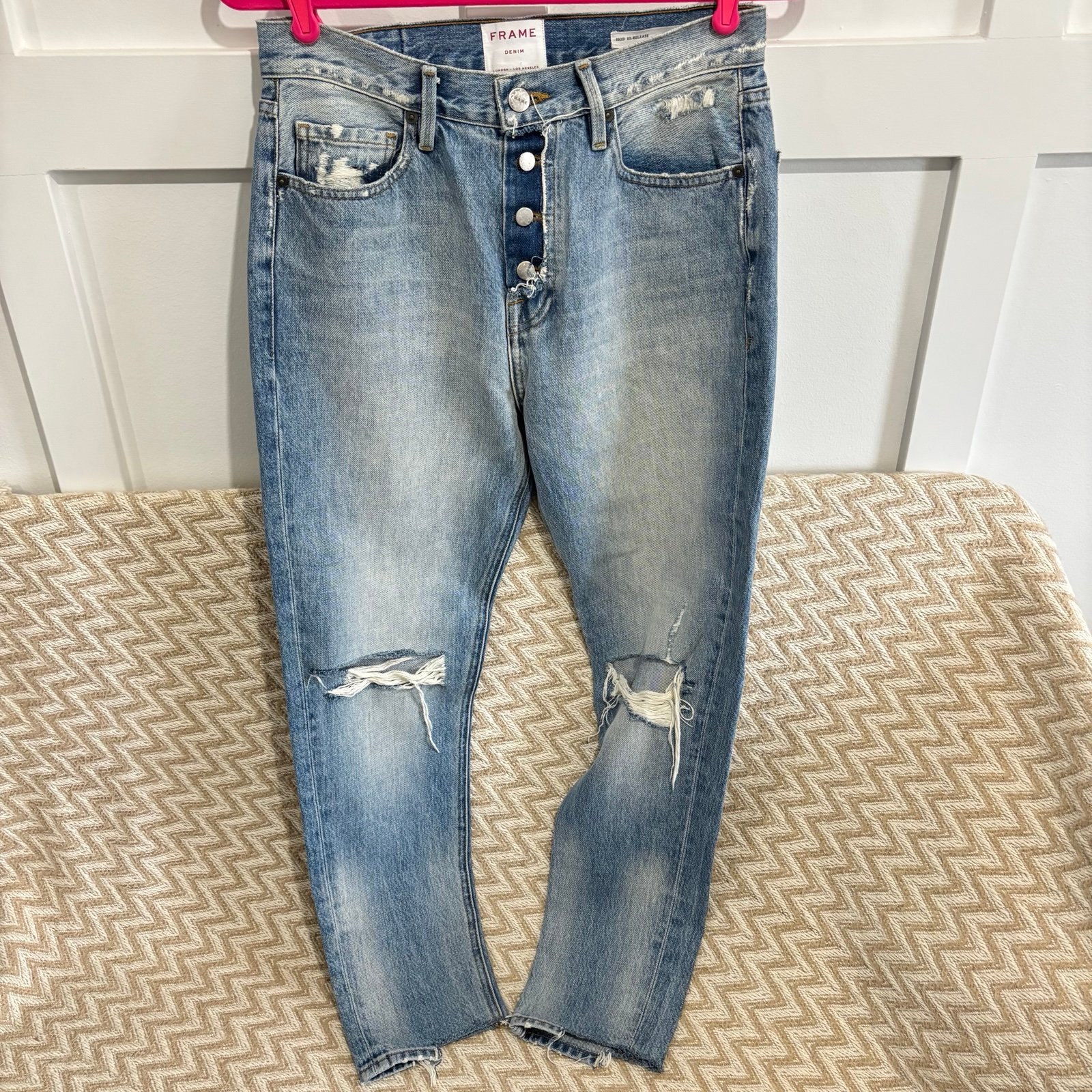FRAME Le Original High Rise Skinny Rigid Re-Release Distressed Jeans