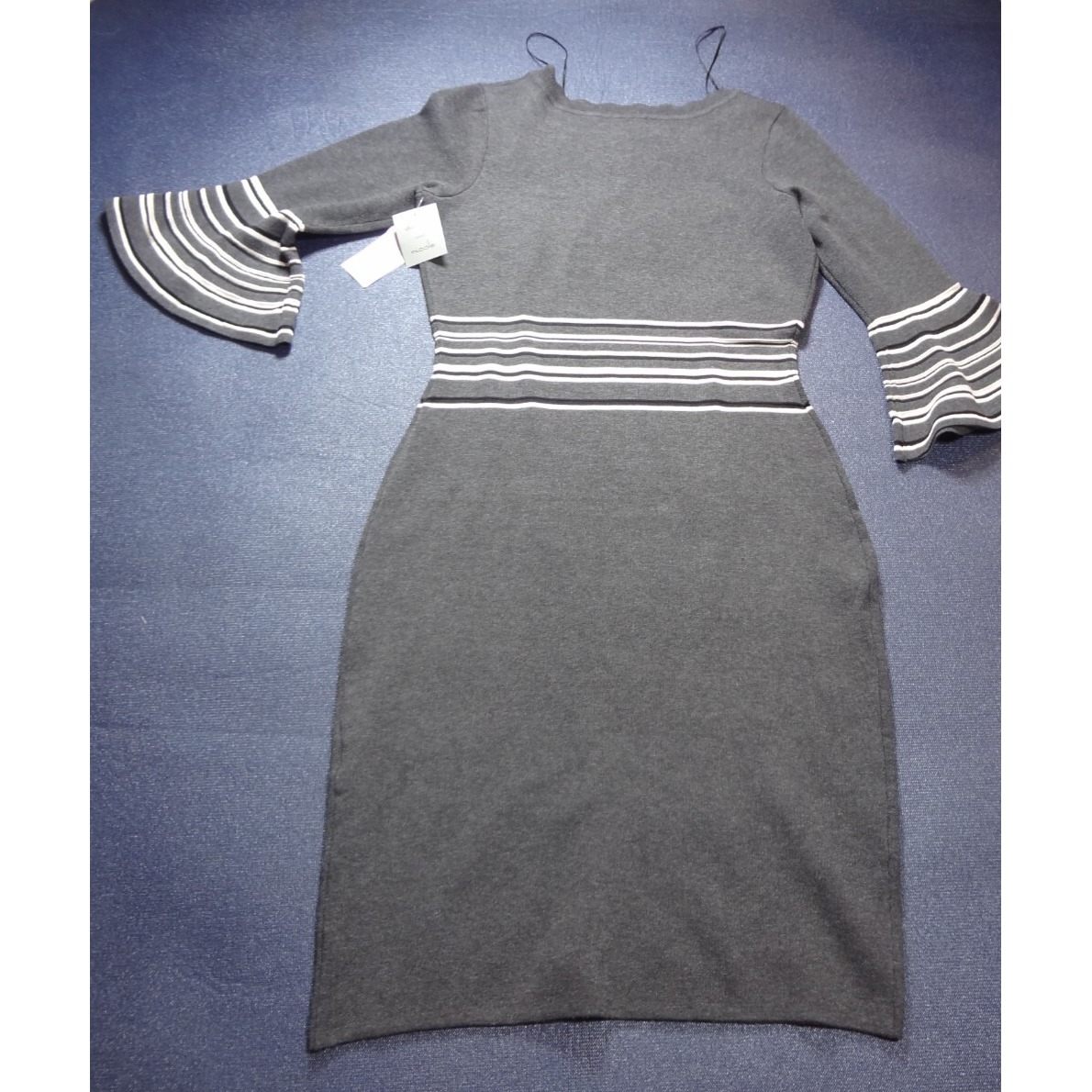 DANNY and NICOLE Gray Bell Sleeve Sweater Dress - Size L NWT