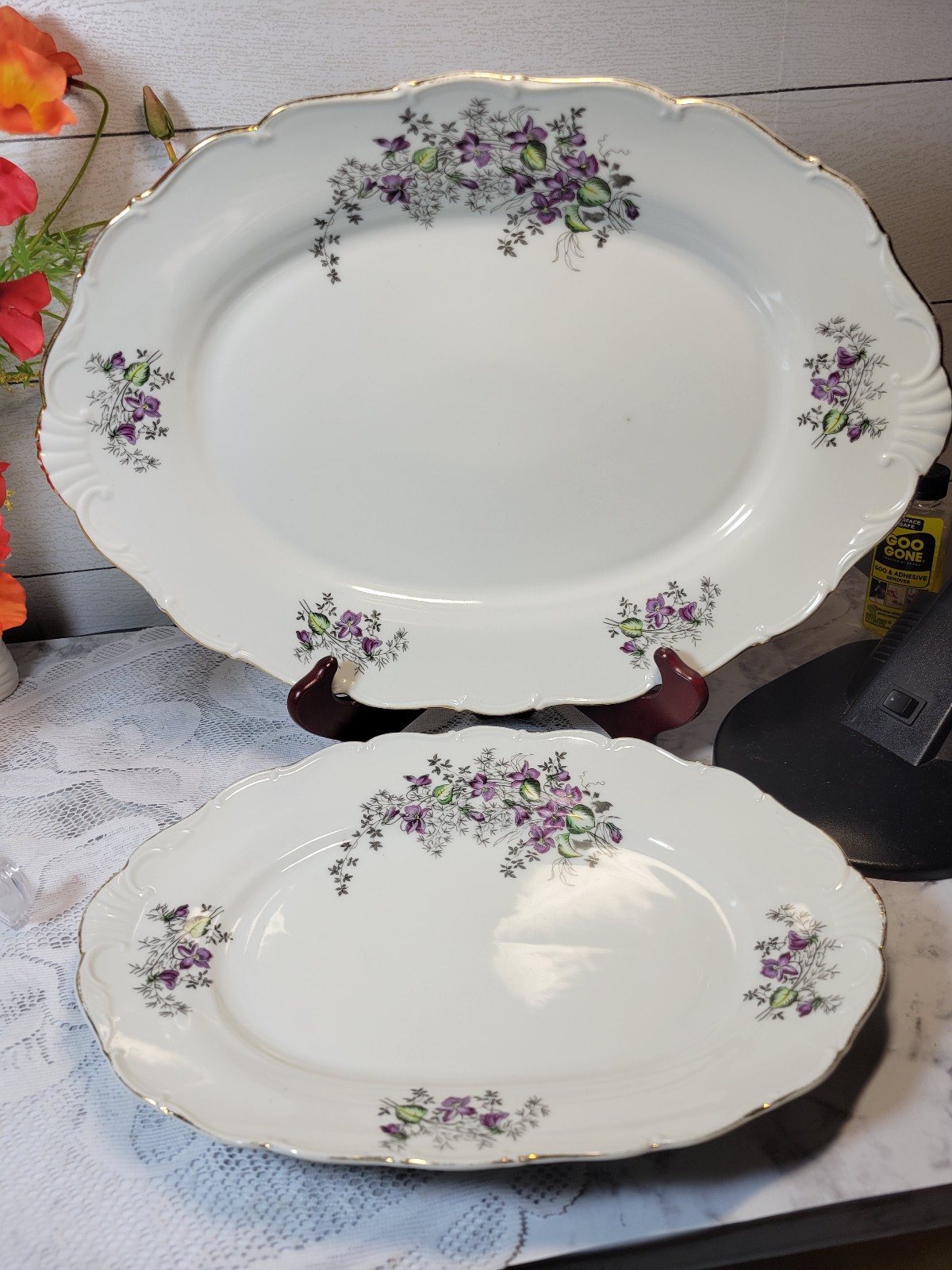 Two Czechoslovakian Platters Spring Violet