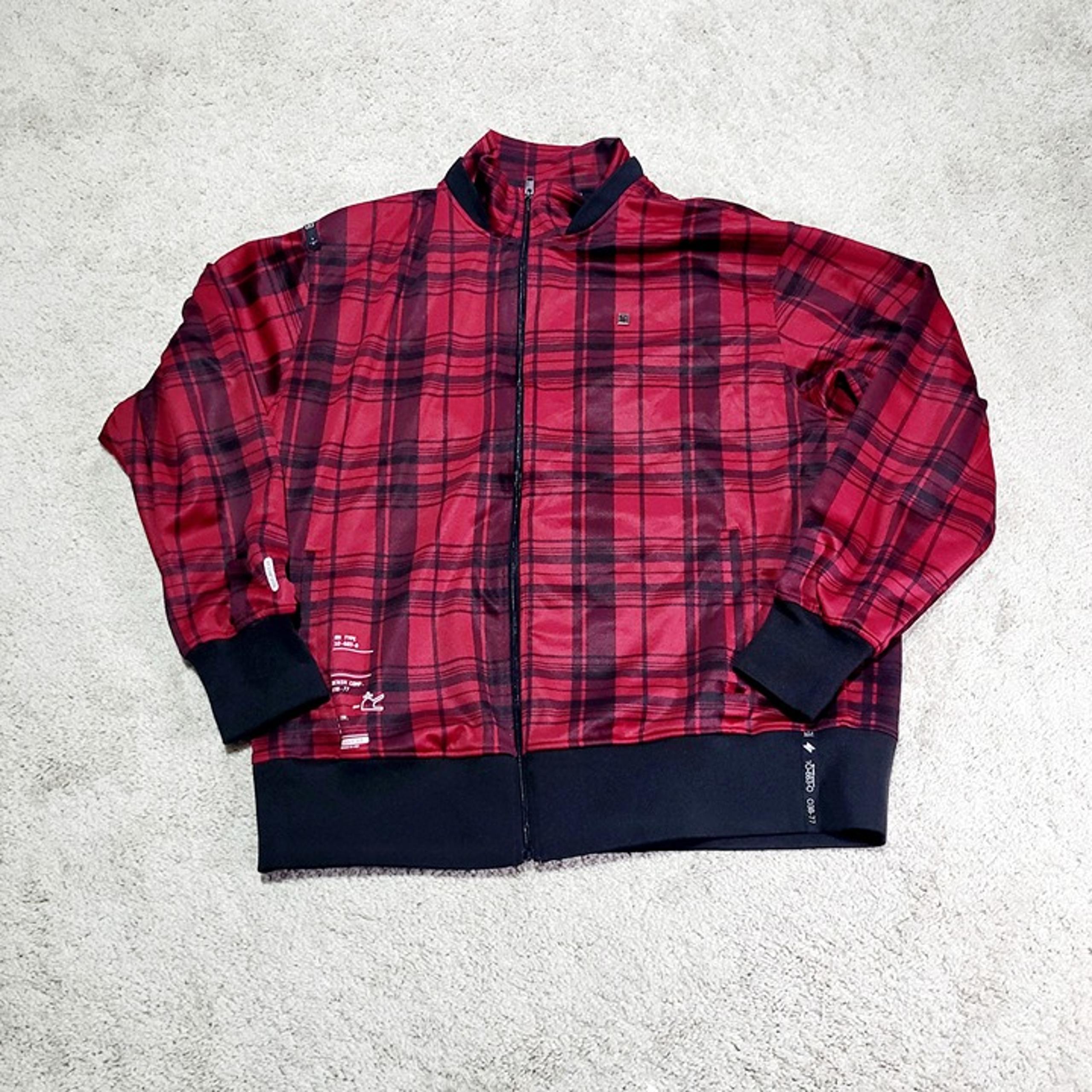 Rocawear Plaid Track Jacket Men 2XL Red Full Zip Retro Hip Hop Windbreaker