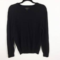 Club Room Mens M Italian Spun Merino Wool Yarn V Neck Sweater Black Gray Soft