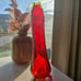 L.e Smith Amberina 3 Toed Amberina Swung Vase