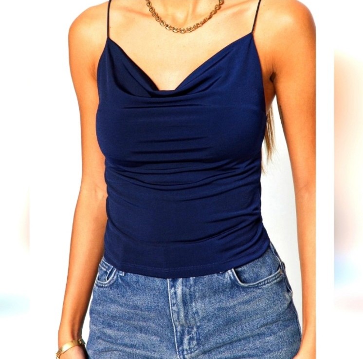 INTERMIX Blue Rihannon Scoop Neck Bodysuit Size Small, New, Retail 148