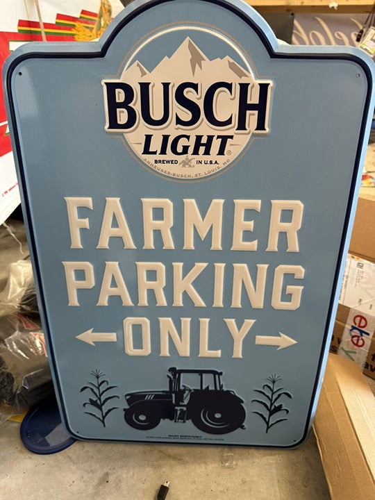 Busch Light BEER FARMER PARKING ONLY Metal Sign Tin Tacker 24X15 BAR John Deere