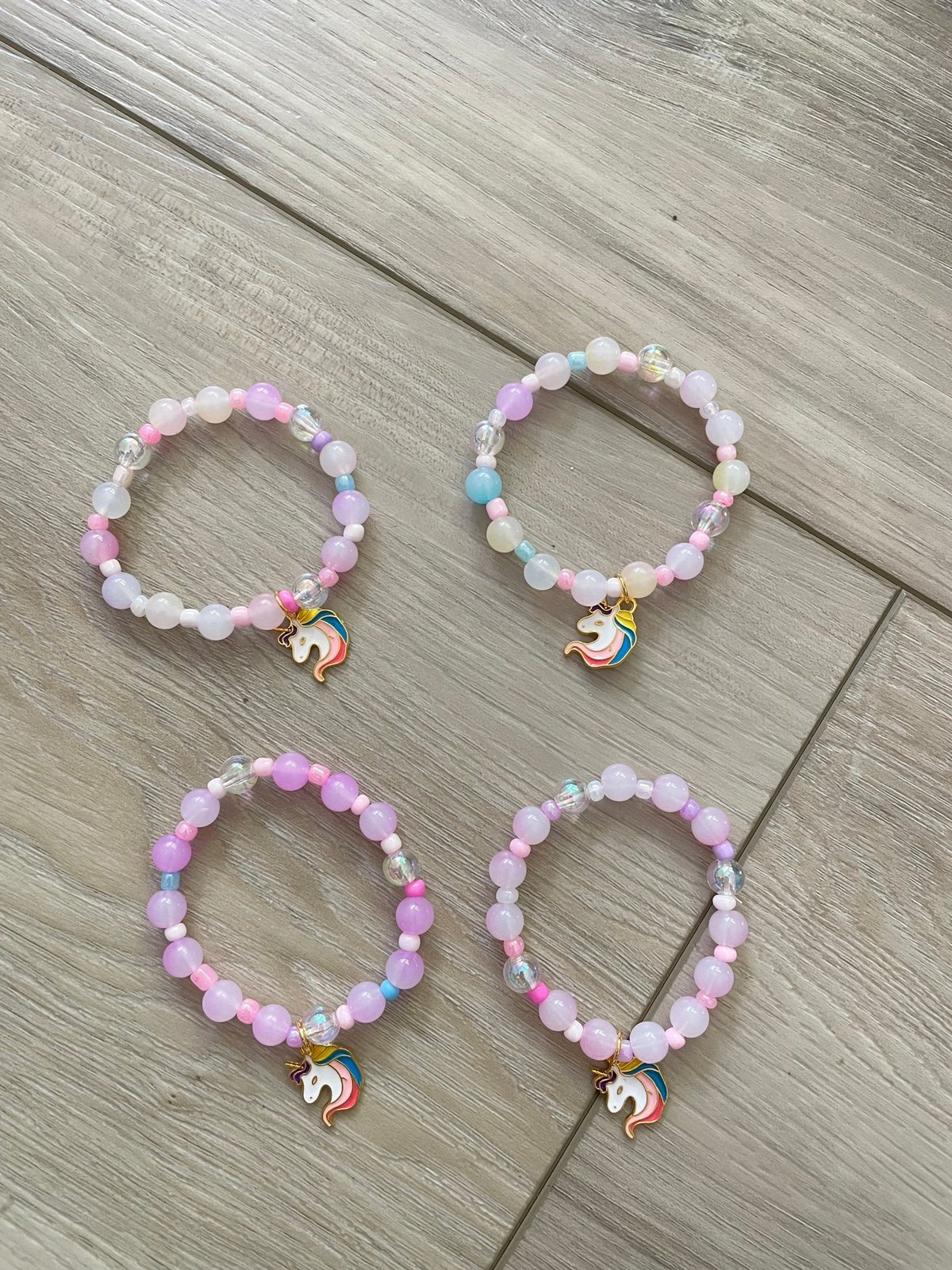 Unicorn beaded bracelets x4
