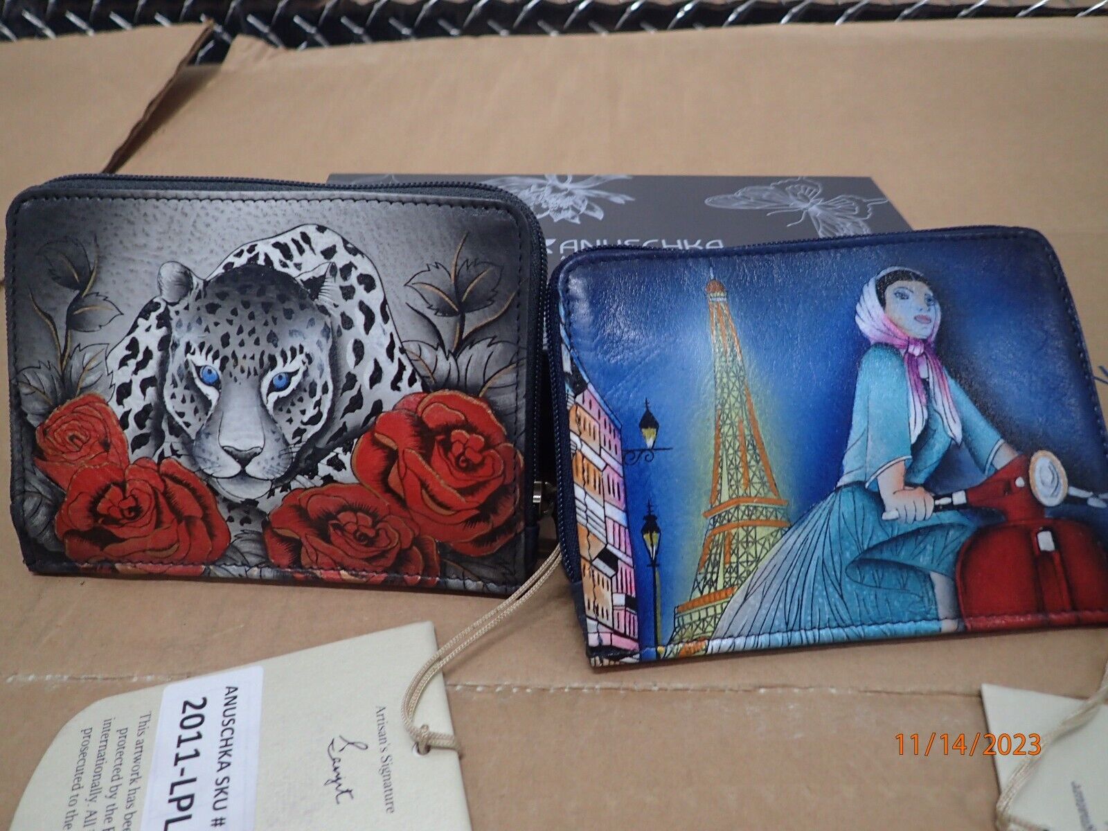 Anuschka Hand Painted Leather Zip-Around Organizer Wallet W/ DUST BAG & TAGS