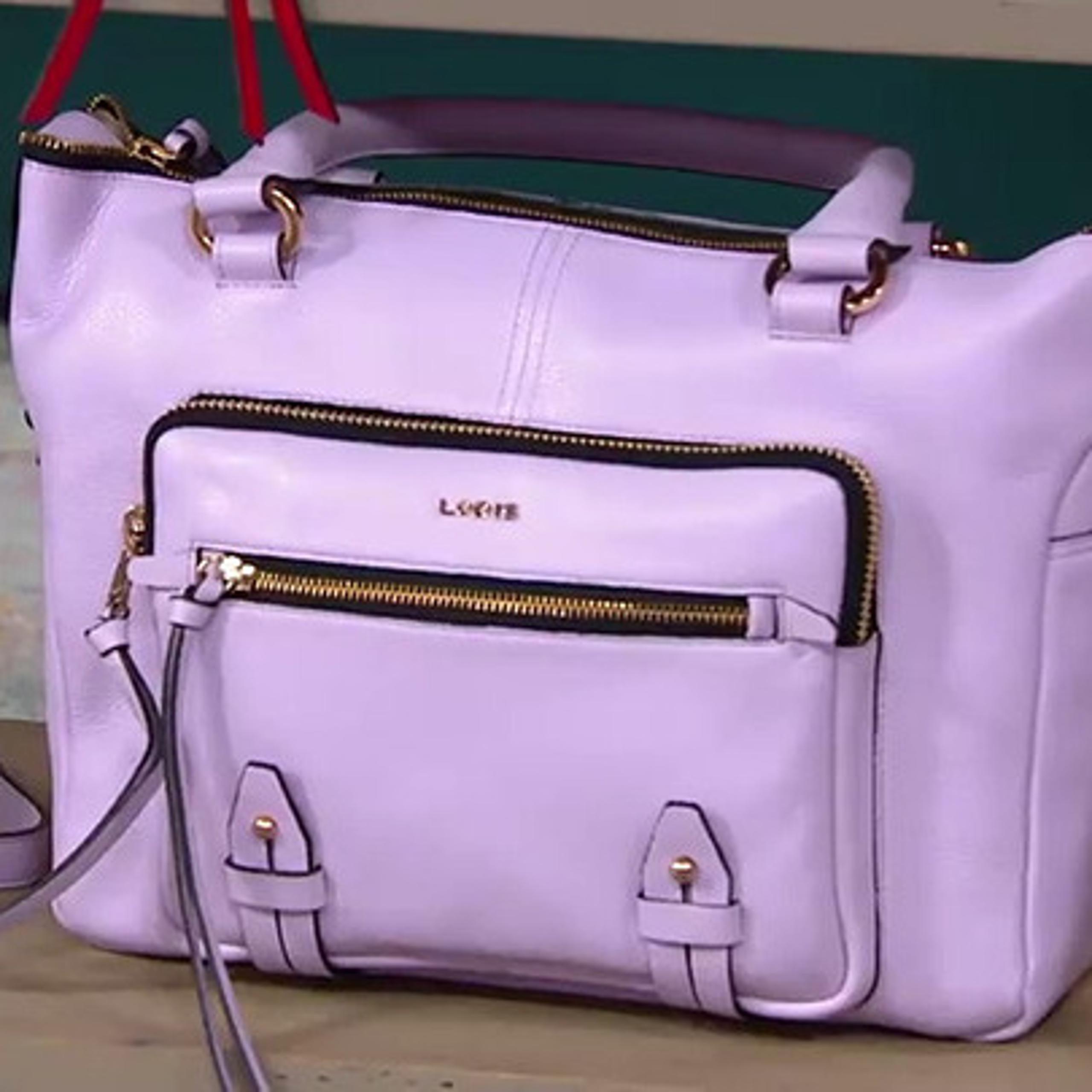 NWOT LODIS LG ELLIE PEBBLE LEATHER SPORT SATCHEL CROSSBODY  LILAC