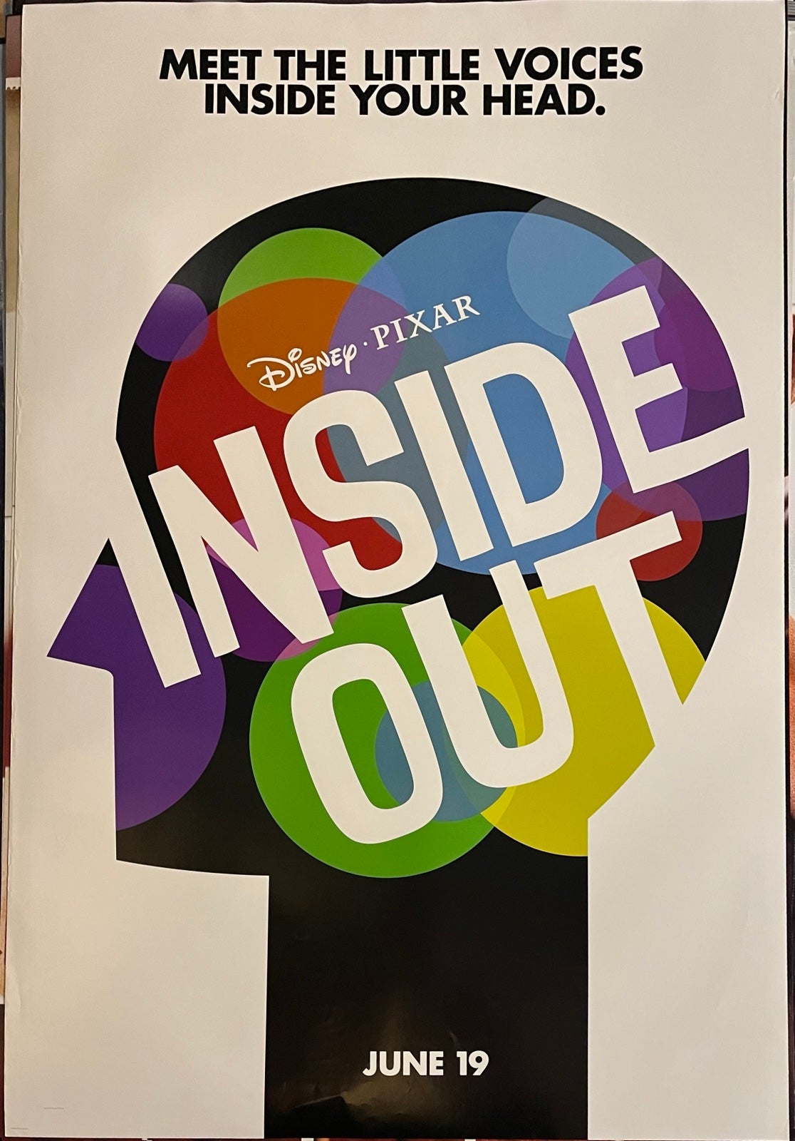 Inside Out (2015) Original One Sheet Advance Movie Poster RARE Disney Pixar