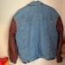 Vintage denim jacket with flannel sleeves