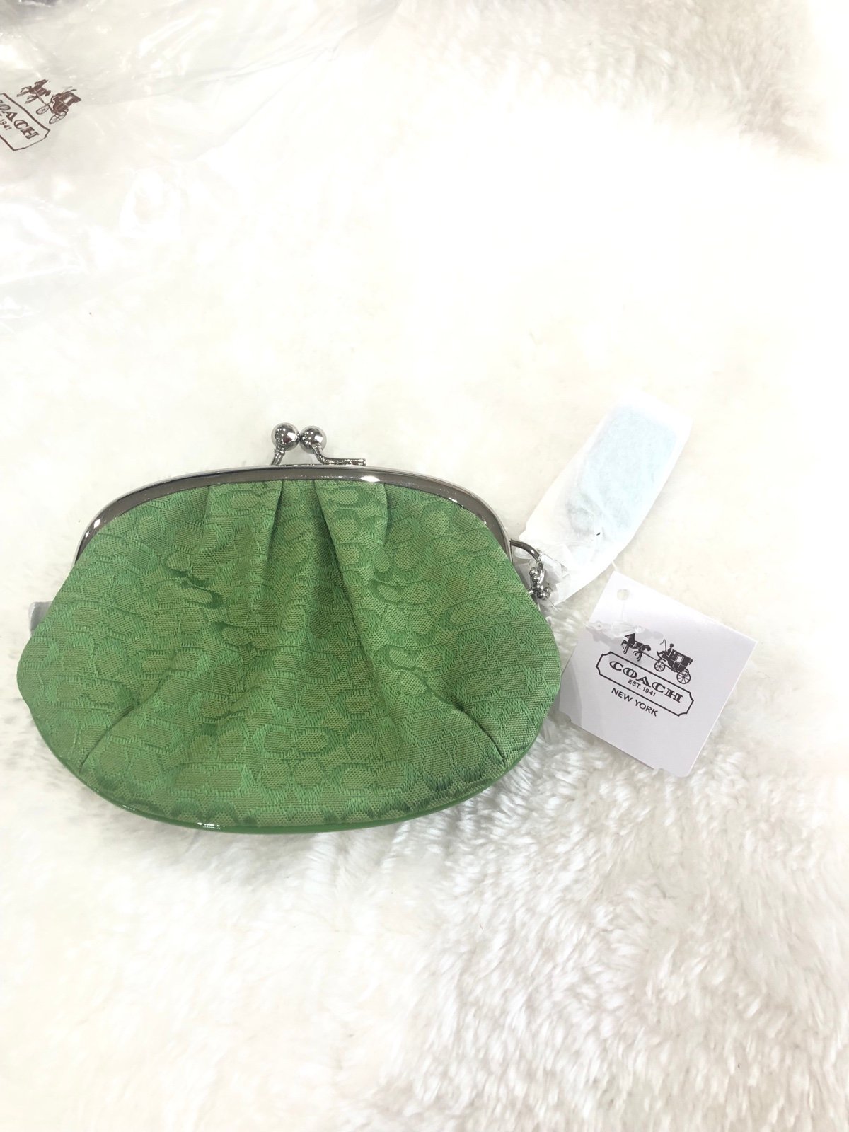 Coach mini wallet color green