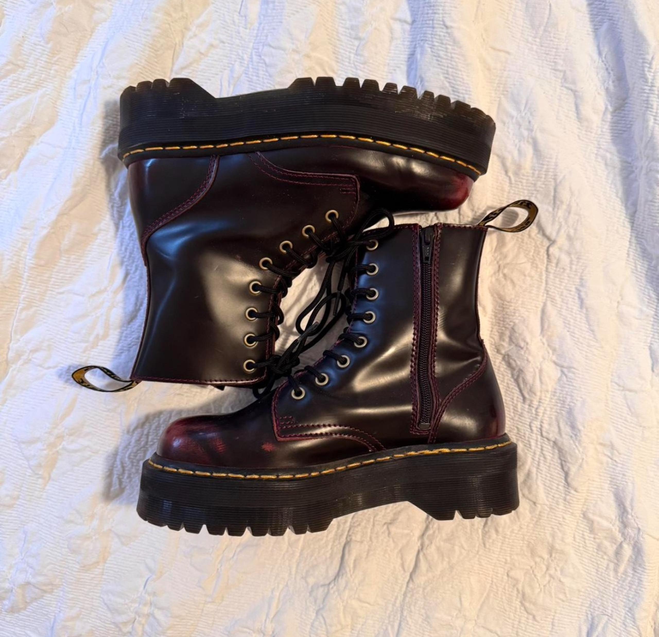 dr martens arcadia jadon cherry red arcadia rub off boots quad platform leather