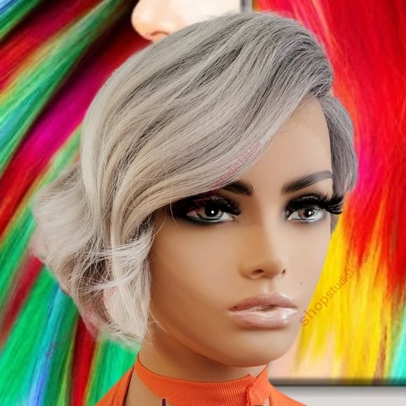 Sexy grey human hair Hd lace front wig