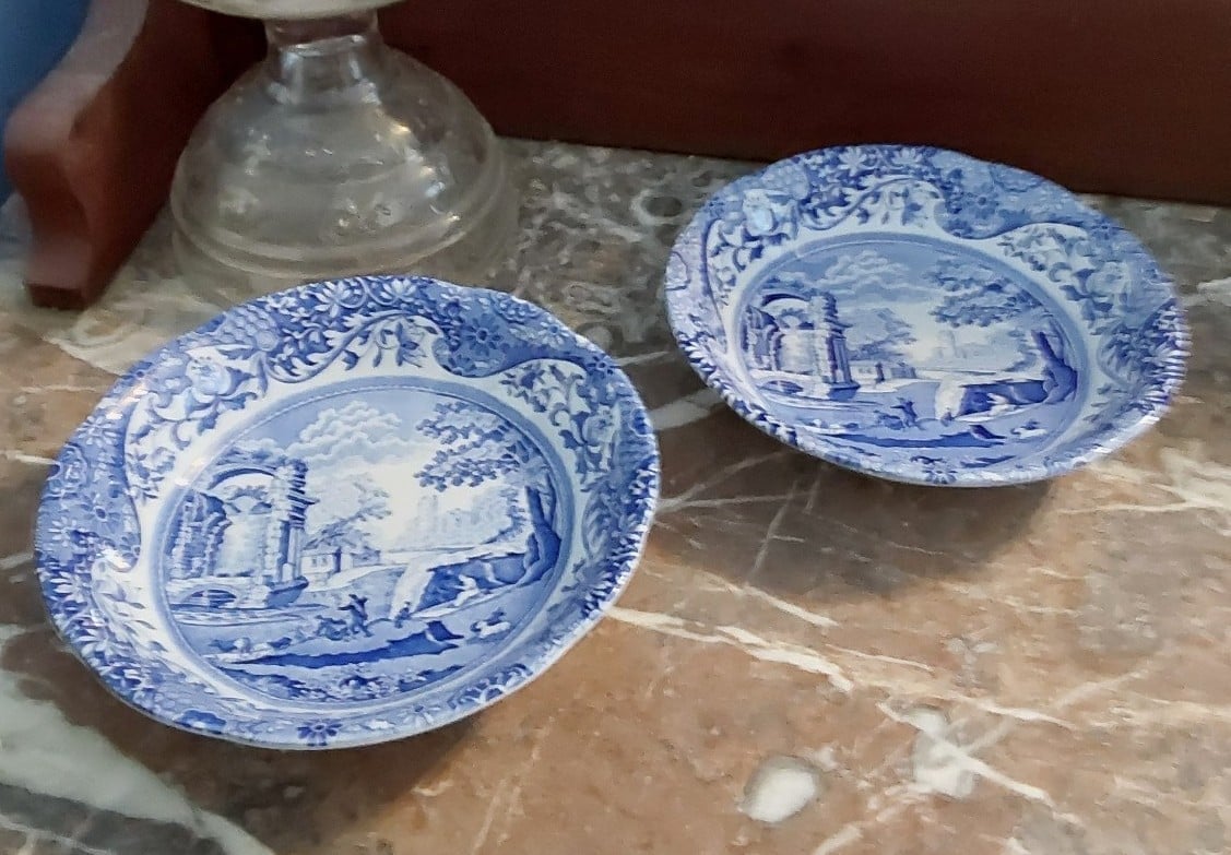 Two Spode Blue Italian Cereal Bowls, Vintage English Porcelain