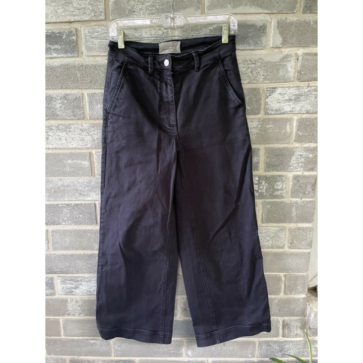 Everlane Size 6 Wide Leg Solid Blue Trou
