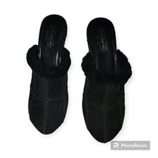 Coach Black High Heel Suede Mule Size 9.5