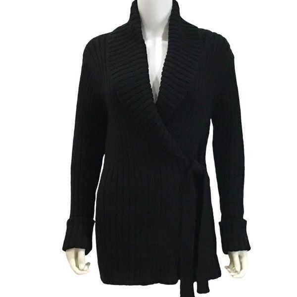Heartloom Cardigan Sweater, Black Dark Blue, Size S