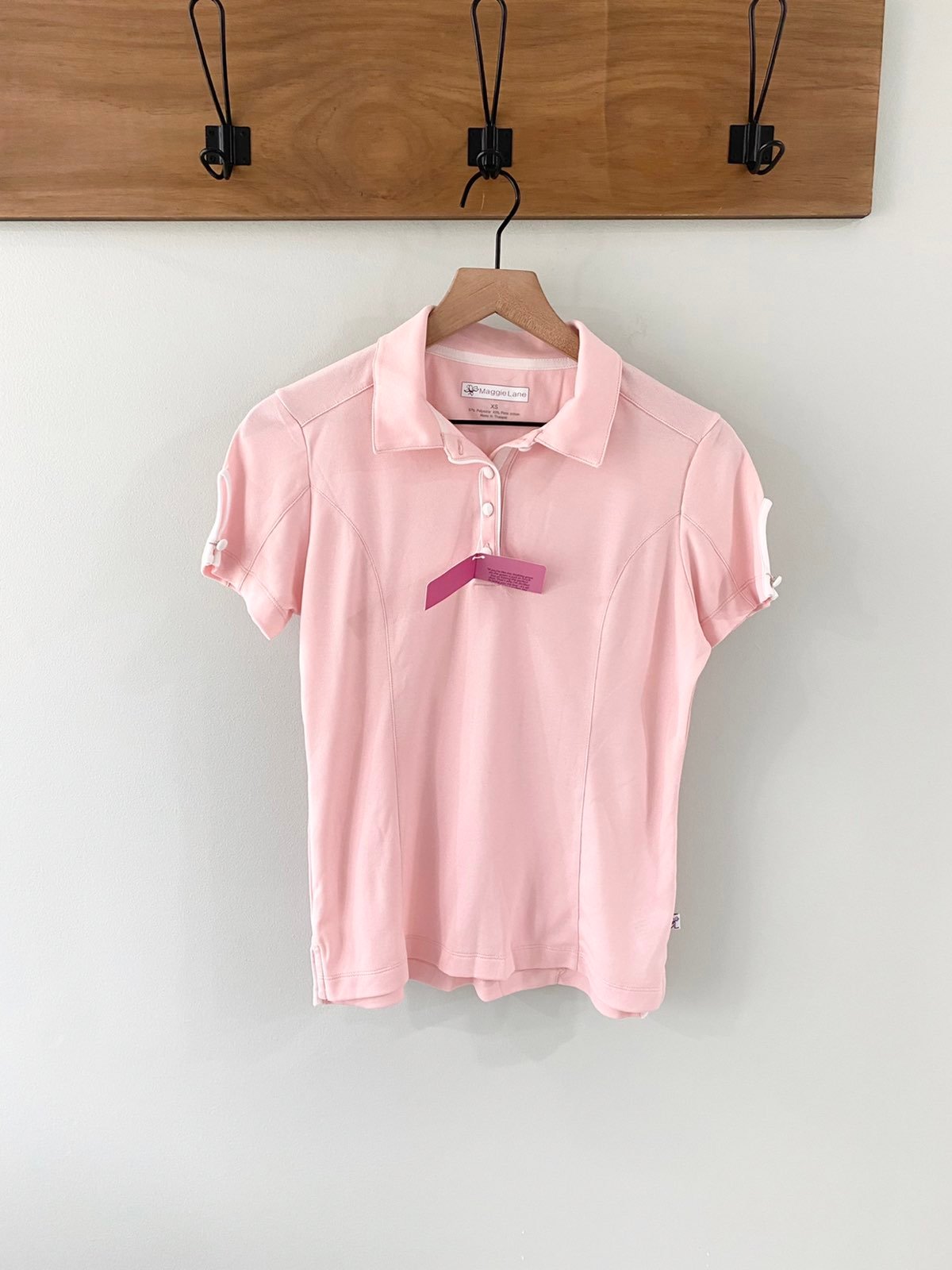 NWT Maggie Lane Keyhole Sleeve Pink Polo Size XS