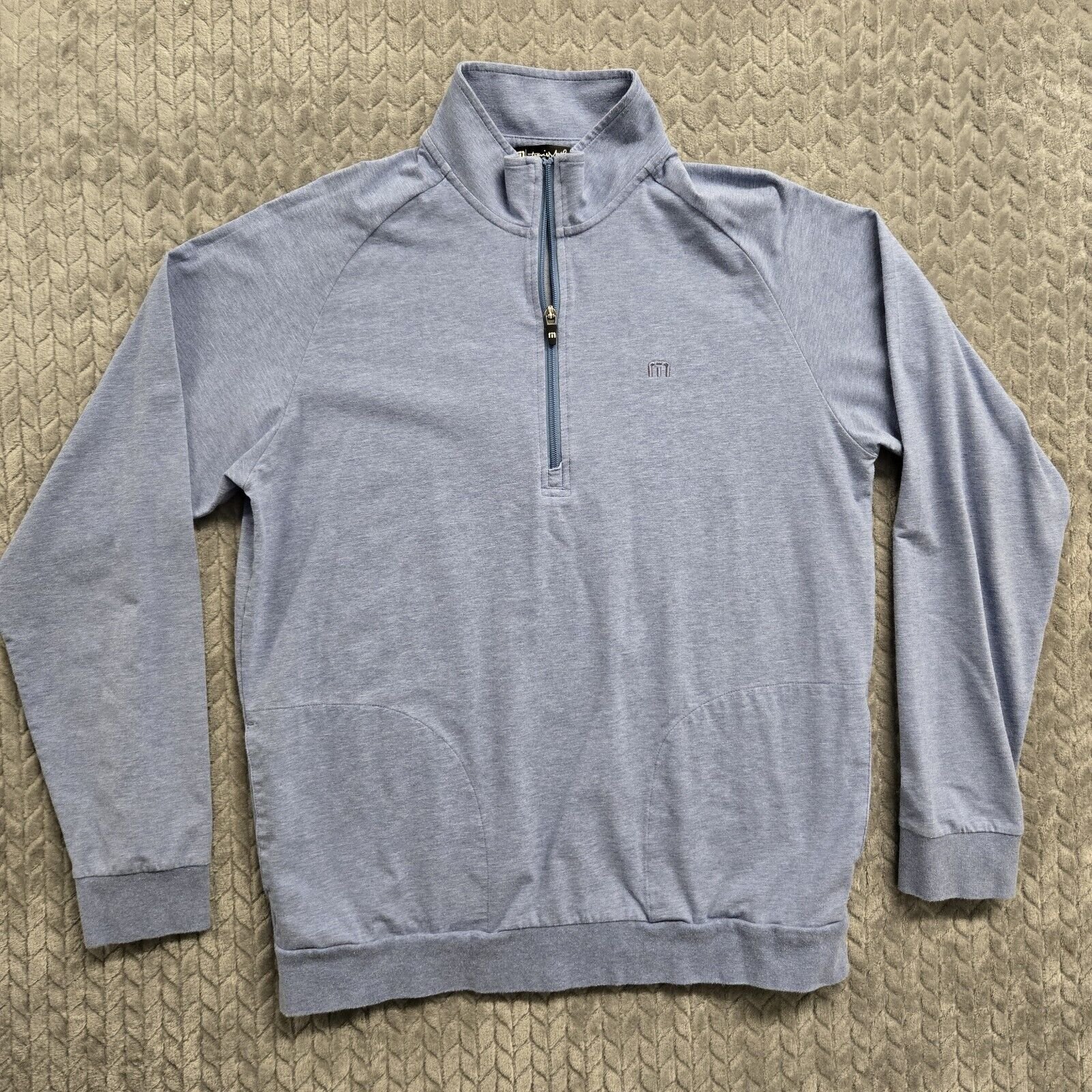 Travis Mathew Men's Large ¼ Zip Golf Pullover Sweater Long Sleeve Blue