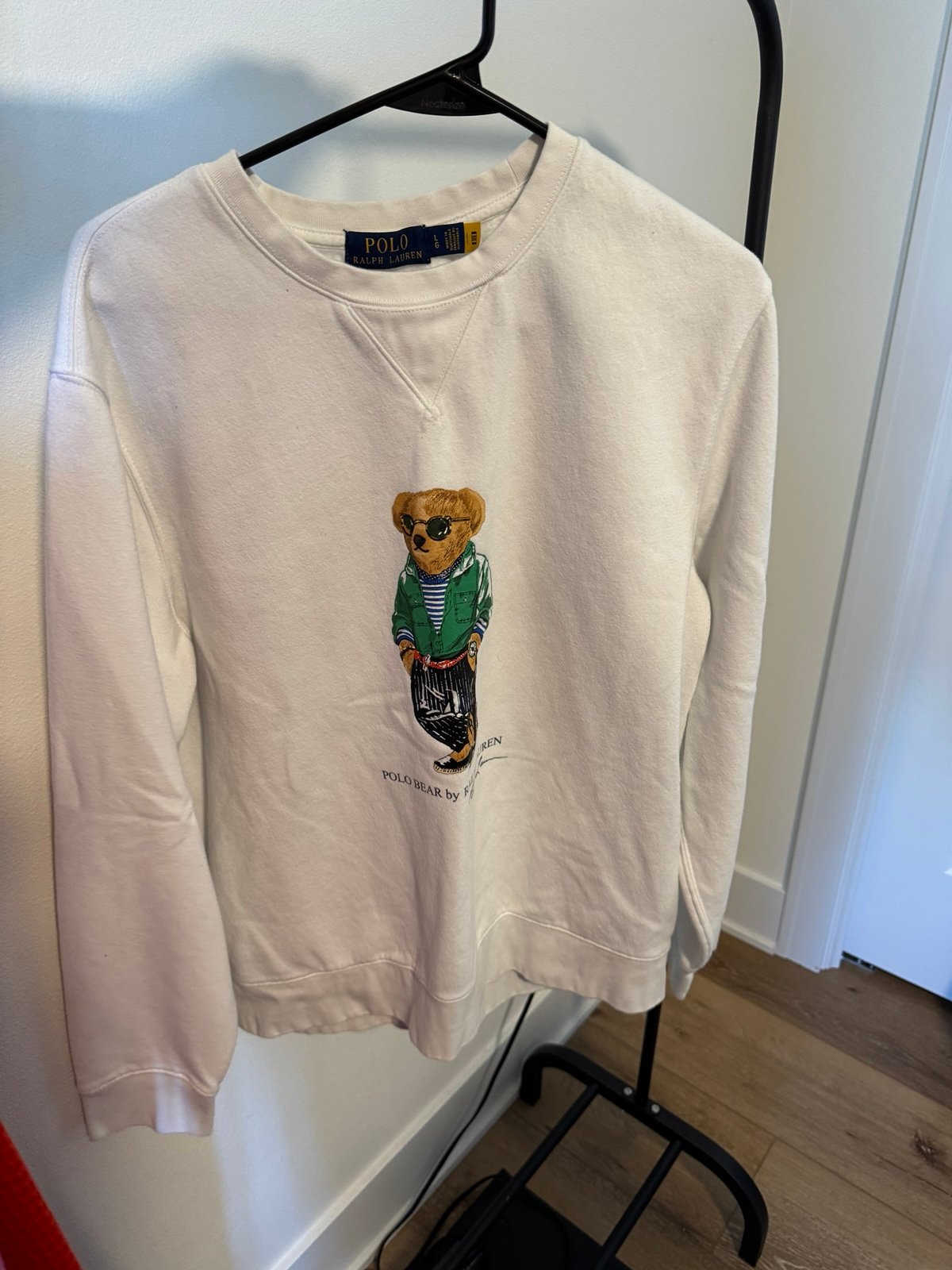 Polo Ralph Lauren Classics Green Jacket Bear Crew Neck White Sweatshirt Men’s L