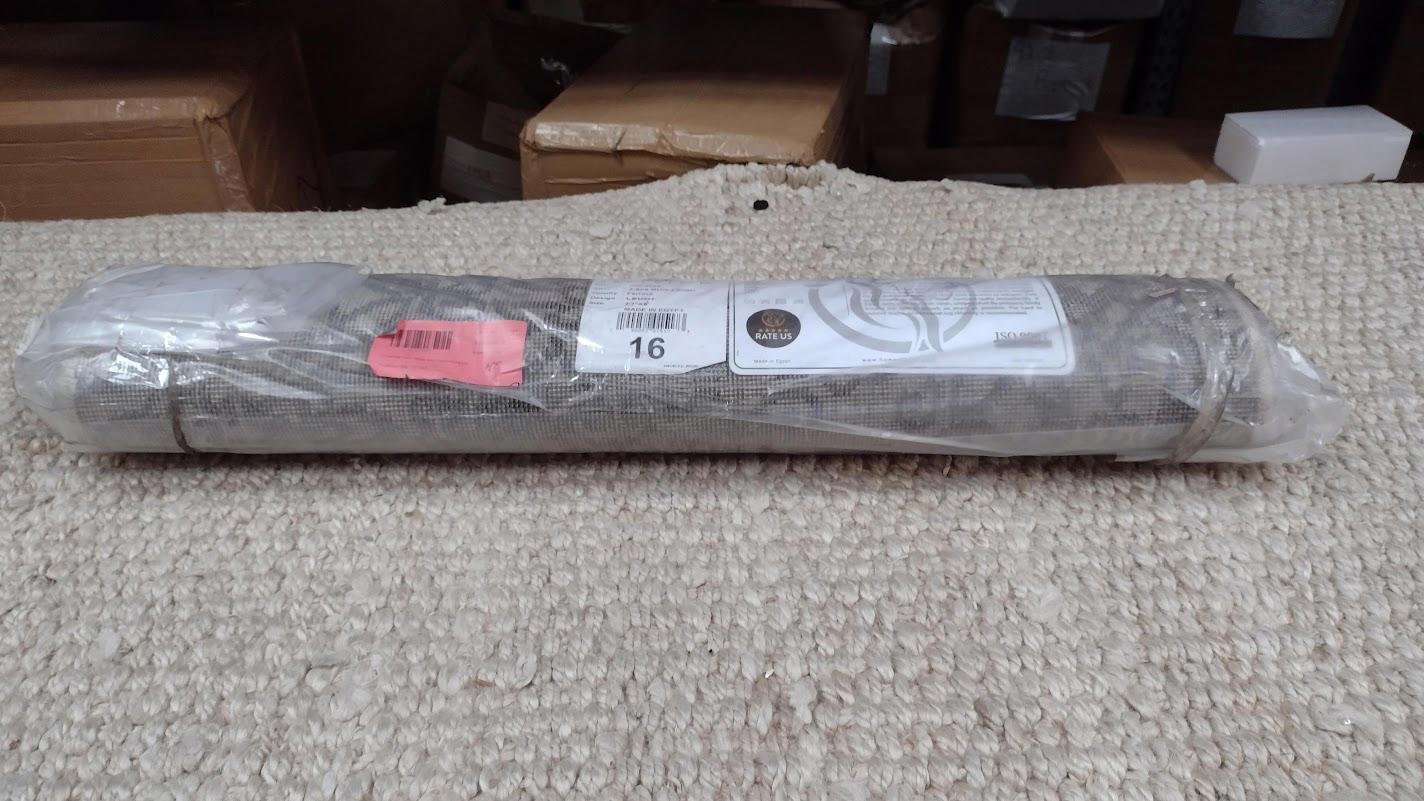 8' Tan Gray and Black Floral Medallion Stain Resistant Rug- BRWH-B0CZ2QJCC1
