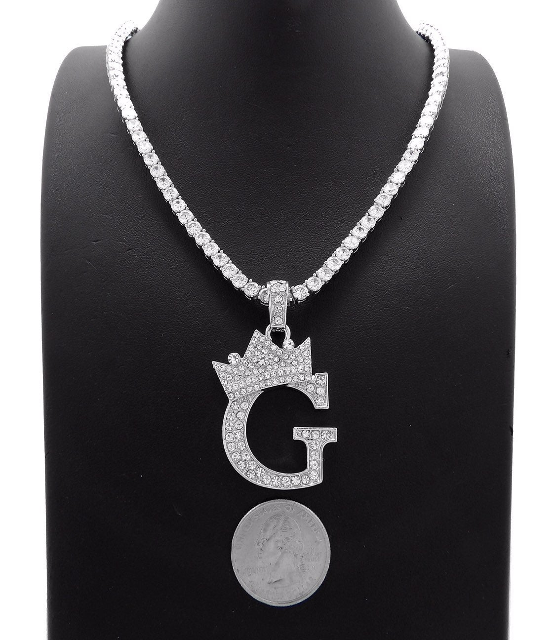 INITIAL G &20 CUBIC ZIRCONIA NECKLACE