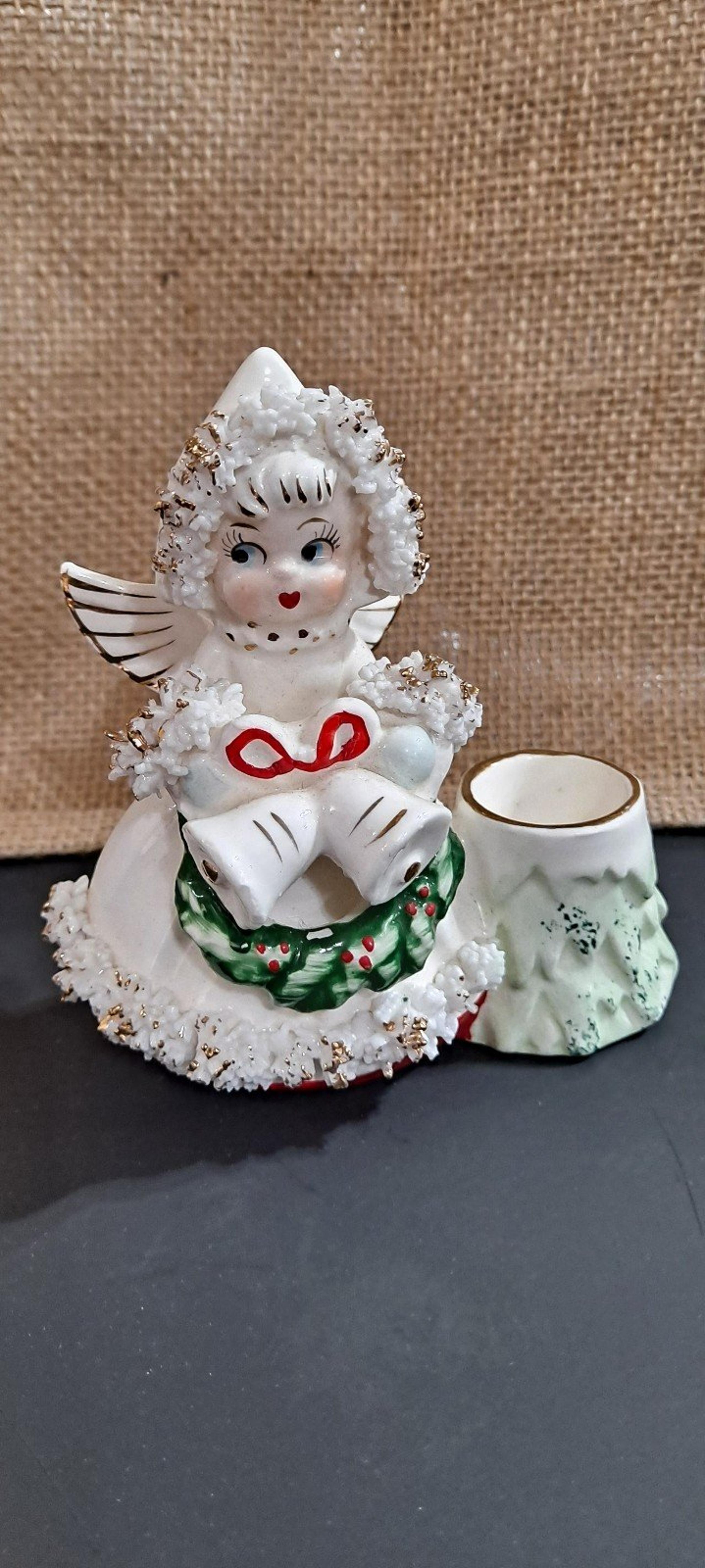 Vintage 1950's Commodore Japan Spaghetti Angel Taper Candle Holder