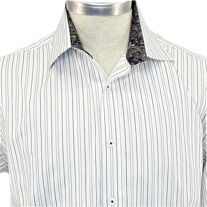 English Laundry Dress Shirt Christopher Wicks Mens 16 French Cuff Paisley
