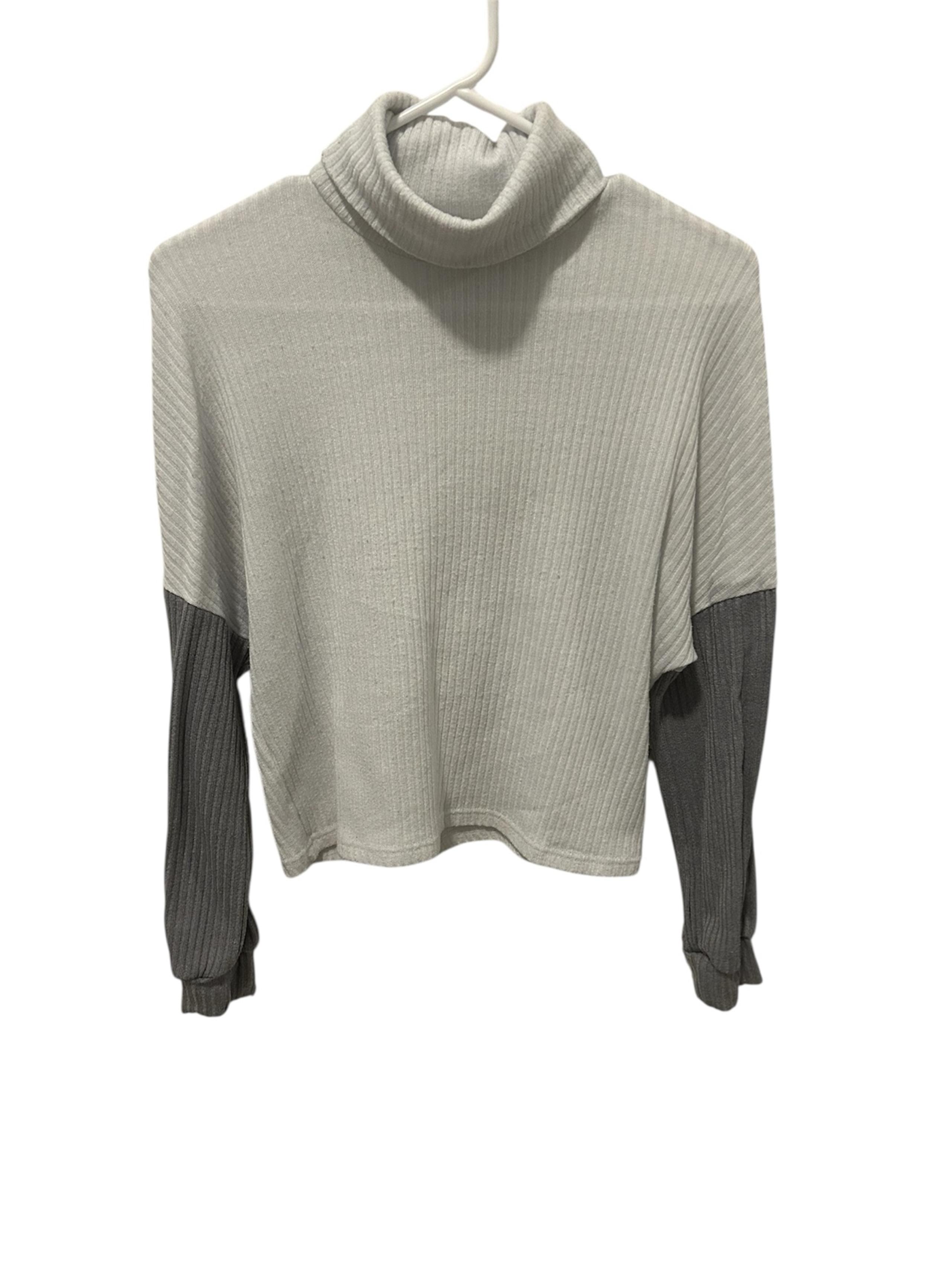 SHEIN White and Gray Cowl Neck Long Sleeve Top