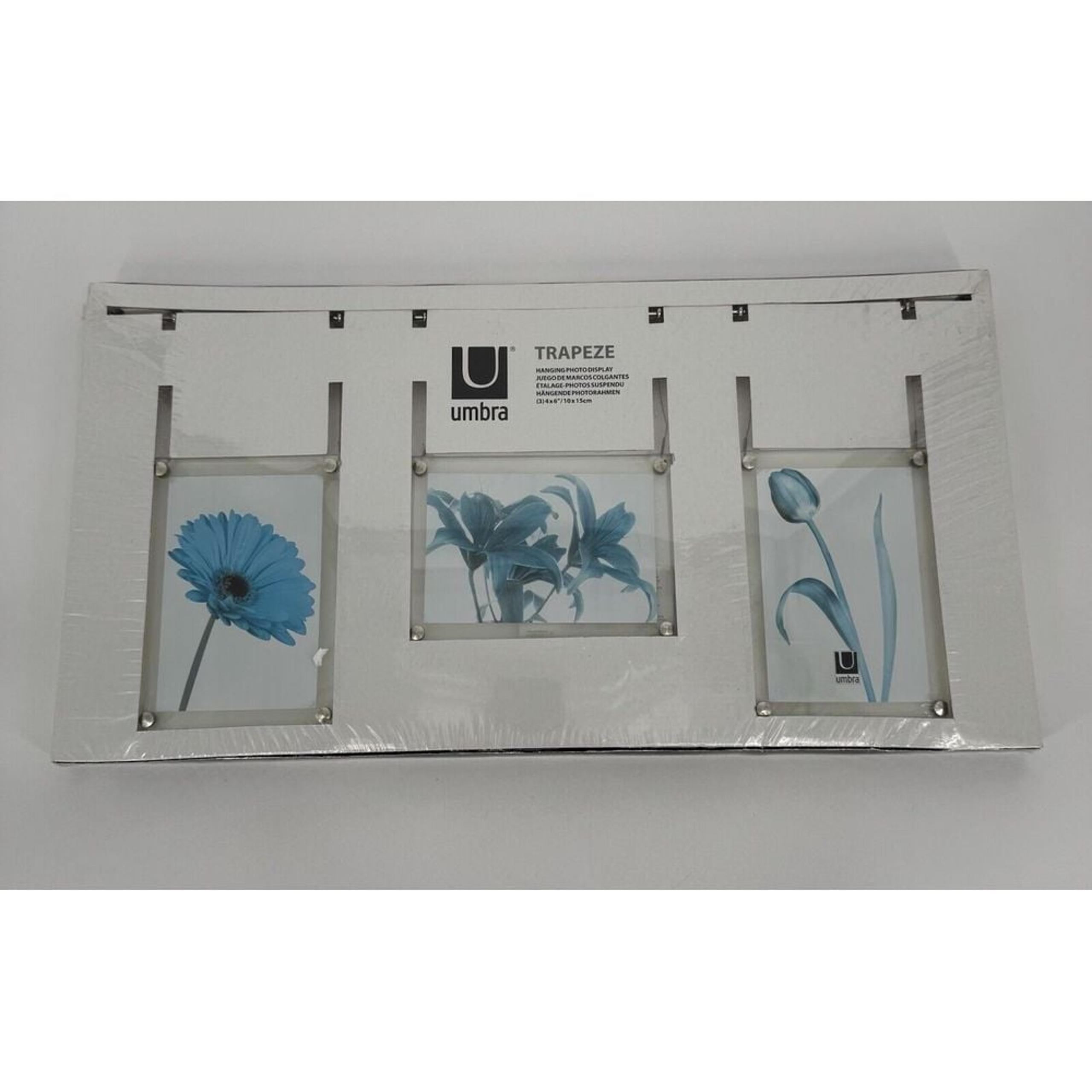 Umbra Trapeze Wall Hanging Photo Display (3) 6" x 4" Portrait Landscape New