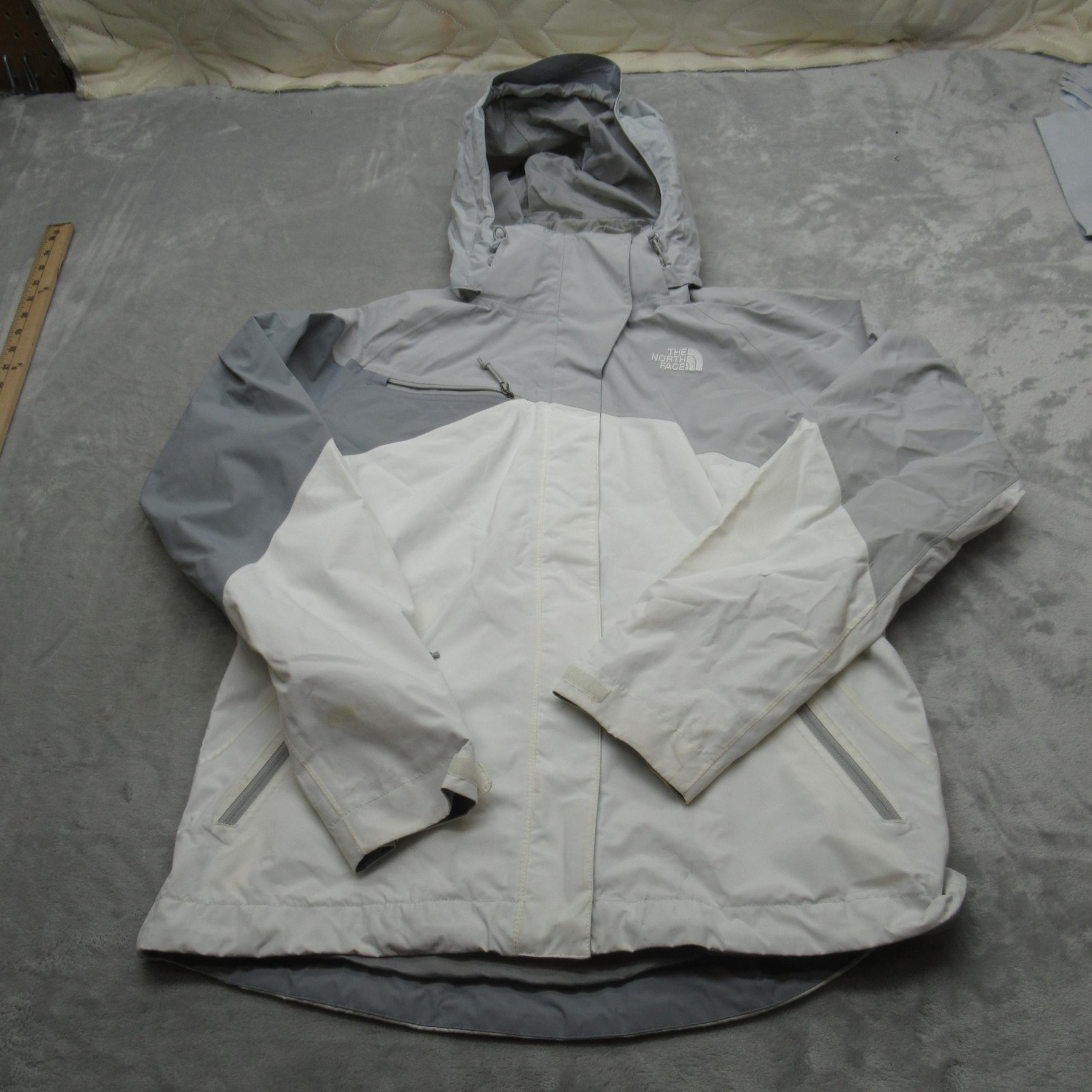 The North Face Jacket Womens Medium White Waterproof Hooded Hyvent 3in1 Shell