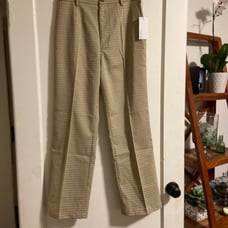 Reformation Franklin Pants Trousers Yellow Checkered Plaid 8 NWT Straight Leg