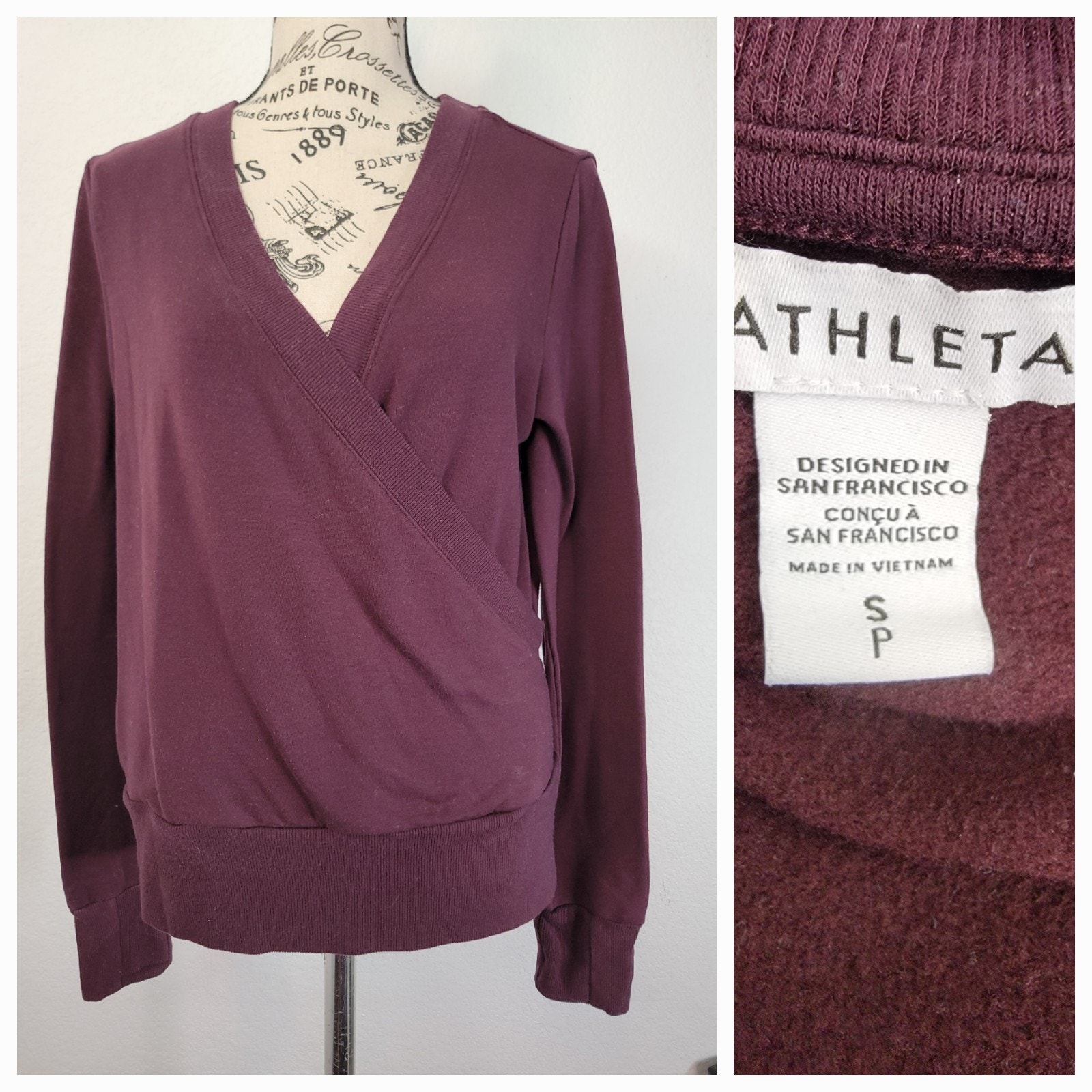Athleta Recharge Purple Sweatshirt size Small Thumbholes