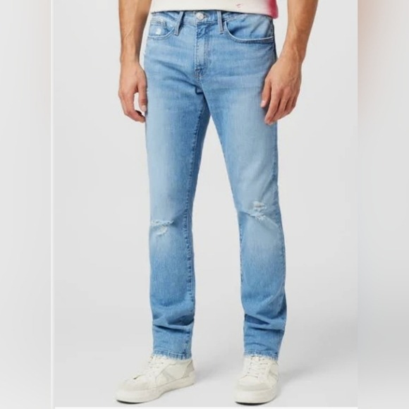 FRAME L'HOMME MIDRISE DRIVER RIPS SKINNY FIT JEANS