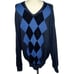 Pendleton Sweater Mens Size XXL Grey Blue Argyle 100% Pure Virgin Wool V-Neck