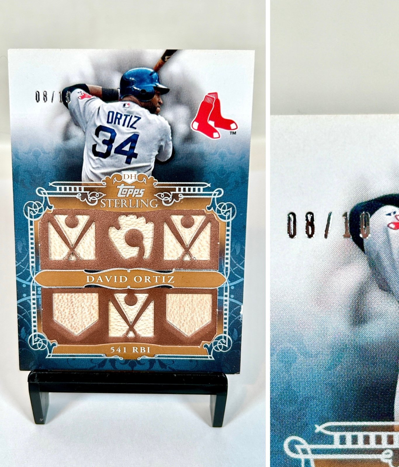 David Ortiz 2010 Topps Sterling Game Used Jersey Bat Relic 8/10 Red Sox HOF Rare