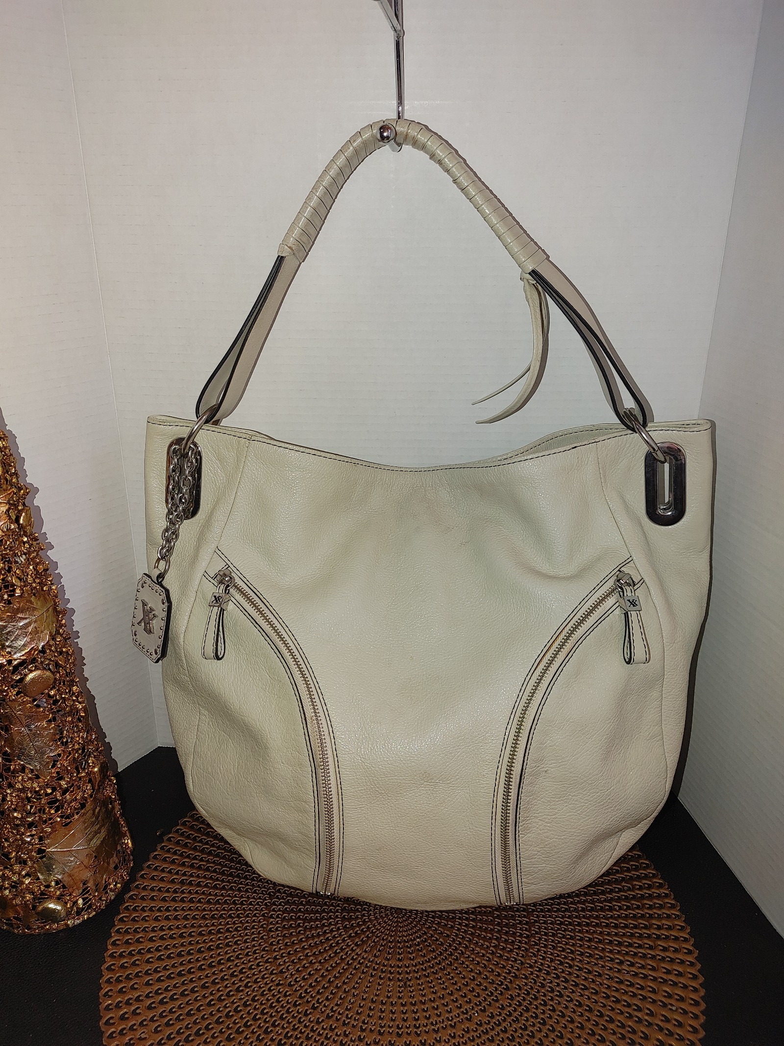 MAXX NY Leather Studded Hobo Bag
