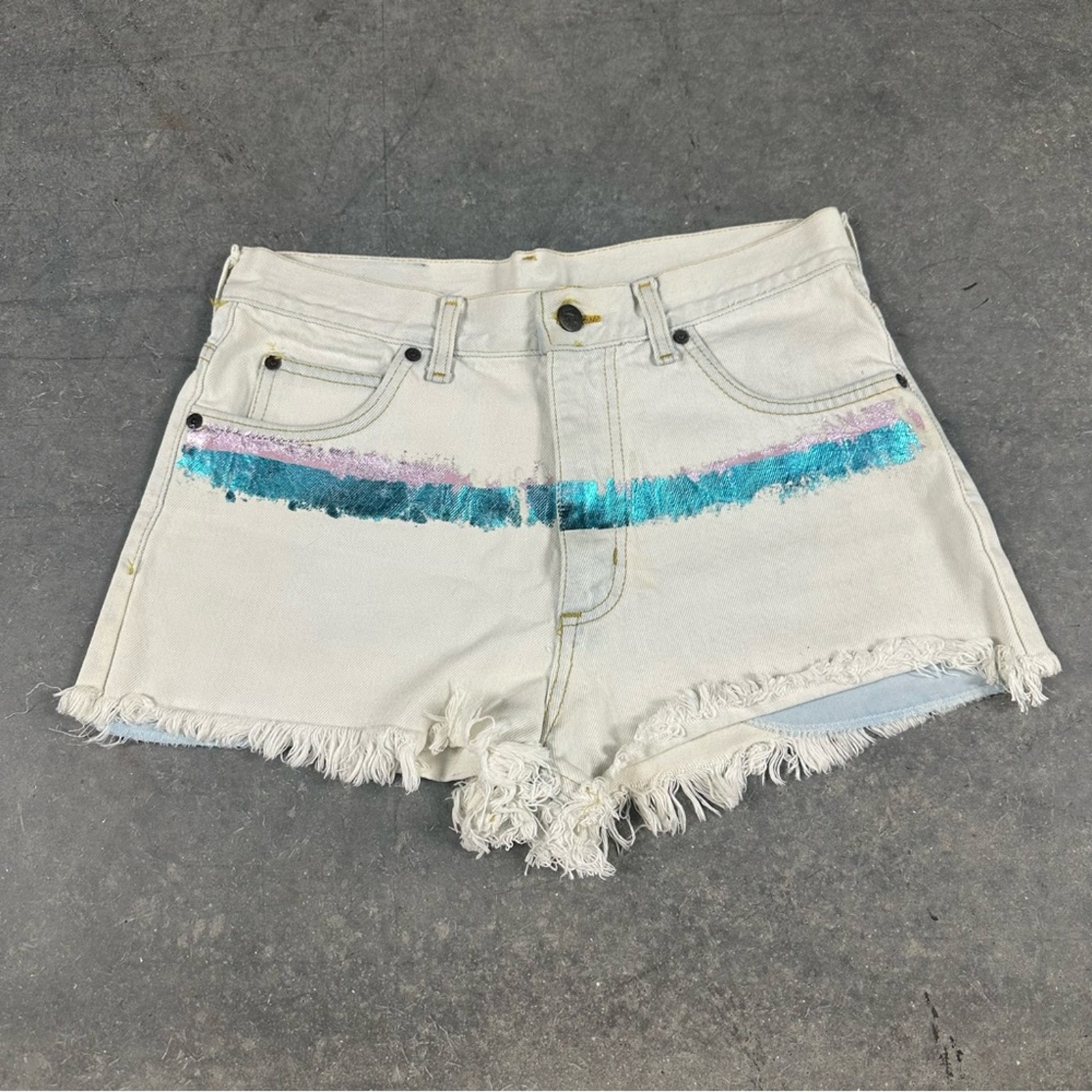 Vintage 90s Lee high rise denim shorts metallic cheeky